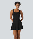 SoftlyZero™ Airy U Neck 2-in-1 Pocket Mini Cool Touch Dance Active Dress - Black