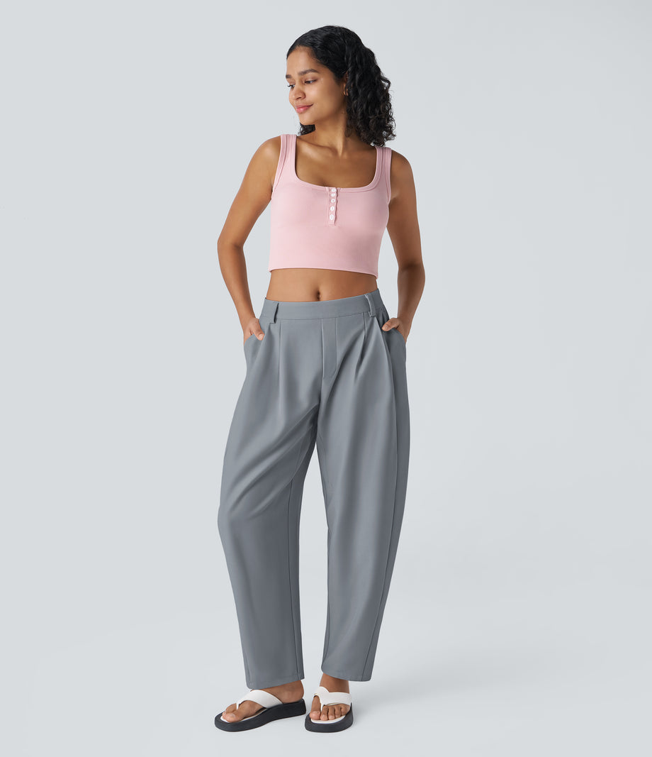 Mid Rise Pocket Barrel Leg Baggy Work Pants - Weathervane