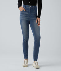 Halara Flex™ High Waisted Casual Skinny Jeans with Pockets - Blue Surf Denim