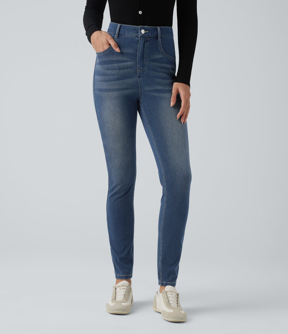 Halara Flex™ High Waisted Casual Skinny Jeans with Pockets - Blue Surf Denim