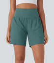 SoftlyZero™ Airy Super High Waisted 2-in-1 Cool Touch Yoga Shorts 7" with Pockets - Blue Spruce