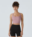SoftlyZero™ Airy Square Neck Backless Crisscross Cropped Cool Touch Yoga Tank Top-UPF50+ - Deep Lotus Pink