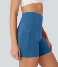Halara UltraSculpt™ High Waisted Butt Lifting Tummy Control Pocket Shaping Training Biker Shorts 5'' - Vallarta Blue