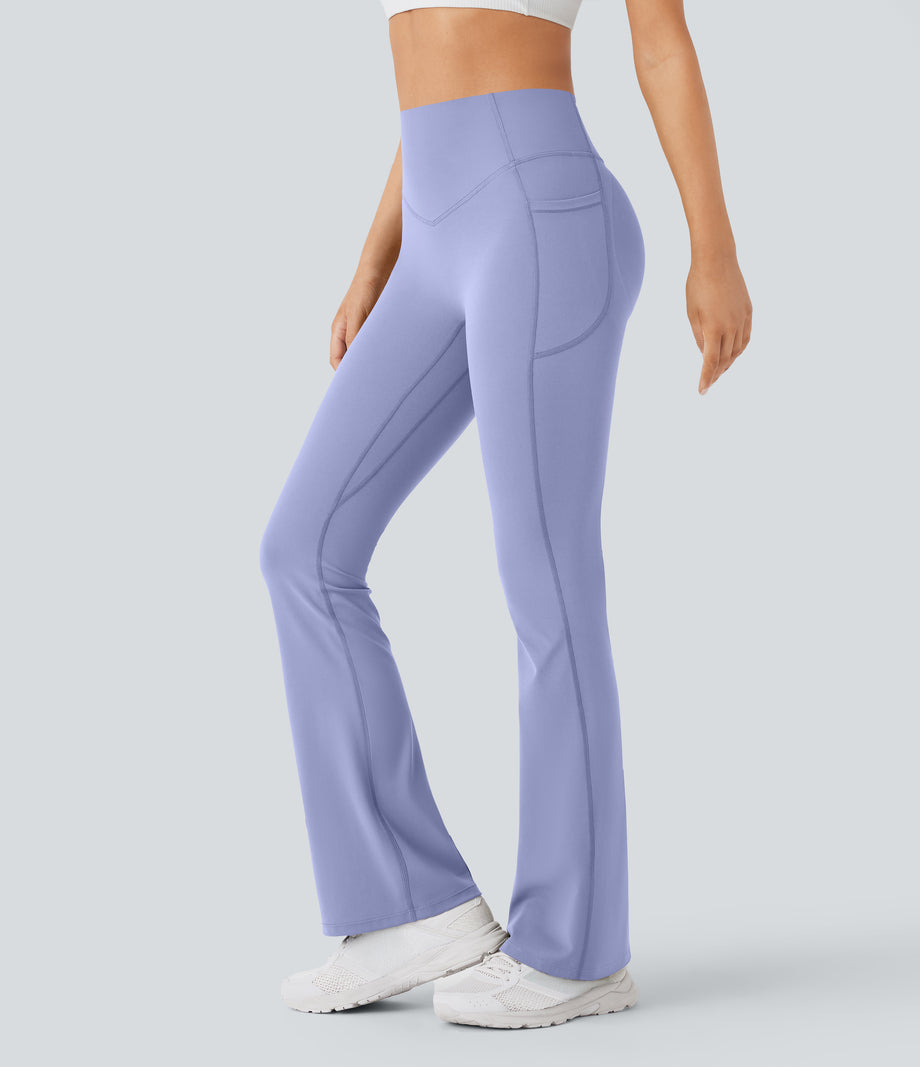 Halara UltraSculpt™ High Waisted Scrunch Butt Lifting Tummy Control Pocket Shaping Yoga Bootcut Leggings - Baby Lavender