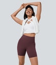 Halara UltraSculpt™ High Waisted Tummy Control Pocket Shaping Training Biker Shorts 7'' - Evening Red