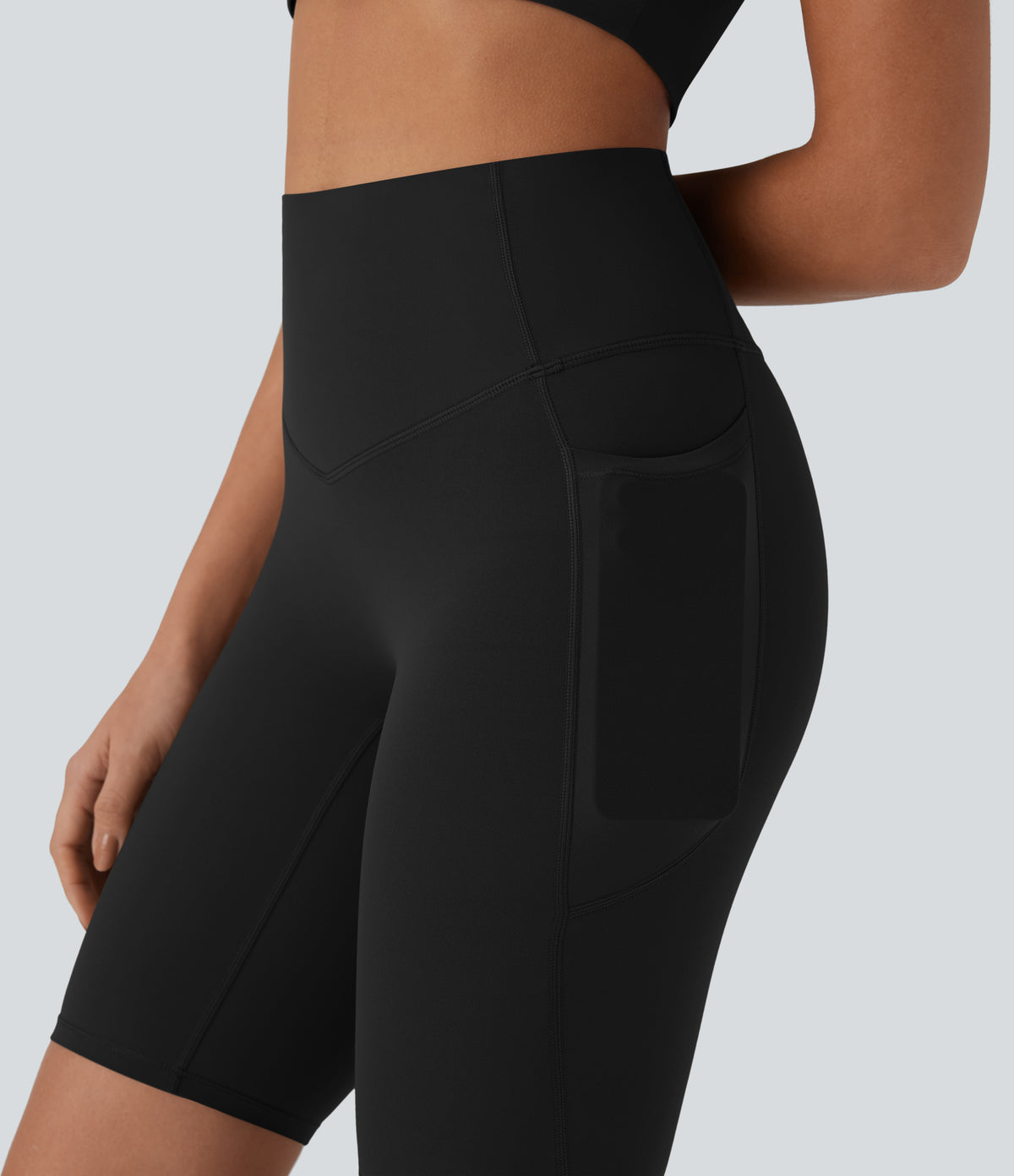 Halara UltraSculpt™ High Waisted Tummy Control Pocket Shaping Training Biker Shorts 9'' - Black