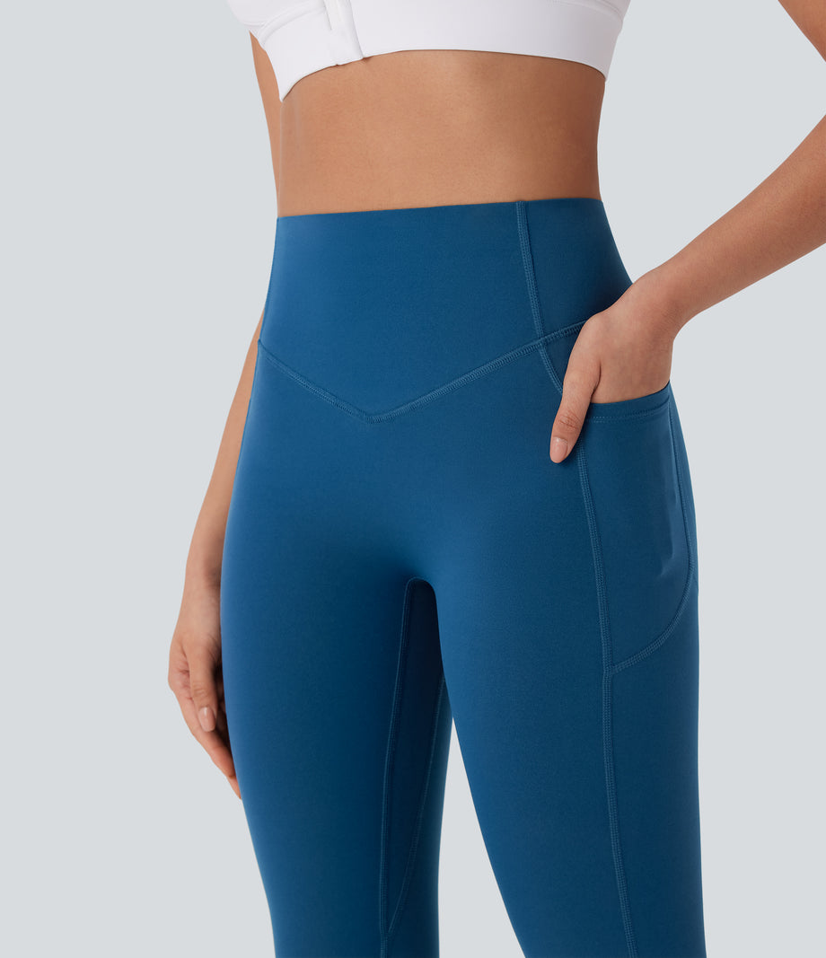 Halara UltraSculpt™ High Waisted Tummy Control Butt Lifting Ruched Pocket Shaping Yoga Leggings - Vallarta Blue