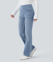Halara Flex™ High Waisted Pockets Washed Casual Bootcut Jeans - Gray Blue Denim