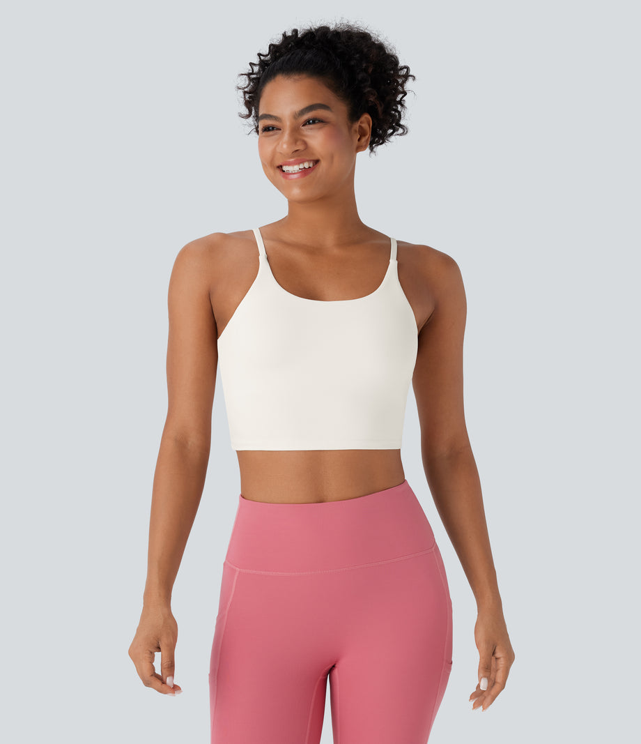 Basic Padded Workout Cropped Low Support Tank Top A-D Cups - Sugar Swizzle