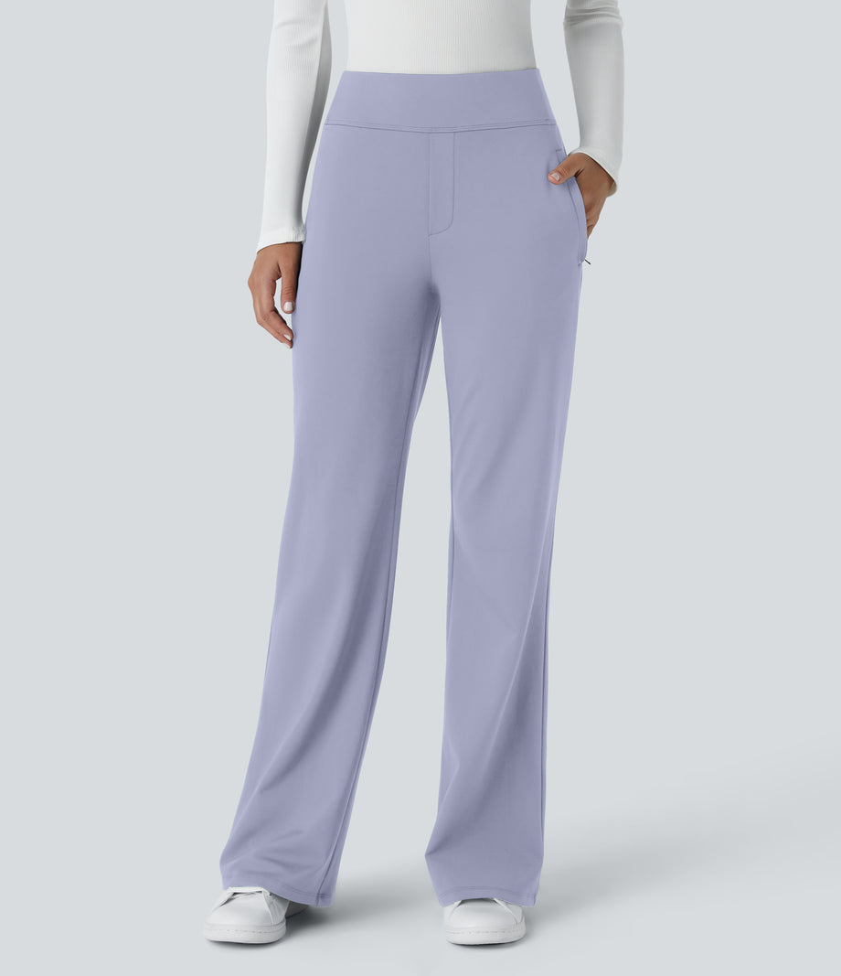 Halara Flex™ DayStretch Mid Rise Side Zipper Pocket Work Flare Pants - Icelandic Blue