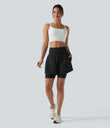 SoftlyZero™ Airy Super High Waisted 2-in-1 Cool Touch Yoga Shorts 7'' with Pockets - Black