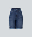 Halara Flex™ High Waisted Pockets Rolled Hem Washed Denim Casual Bermuda Shorts - Inkling  Blue Denim