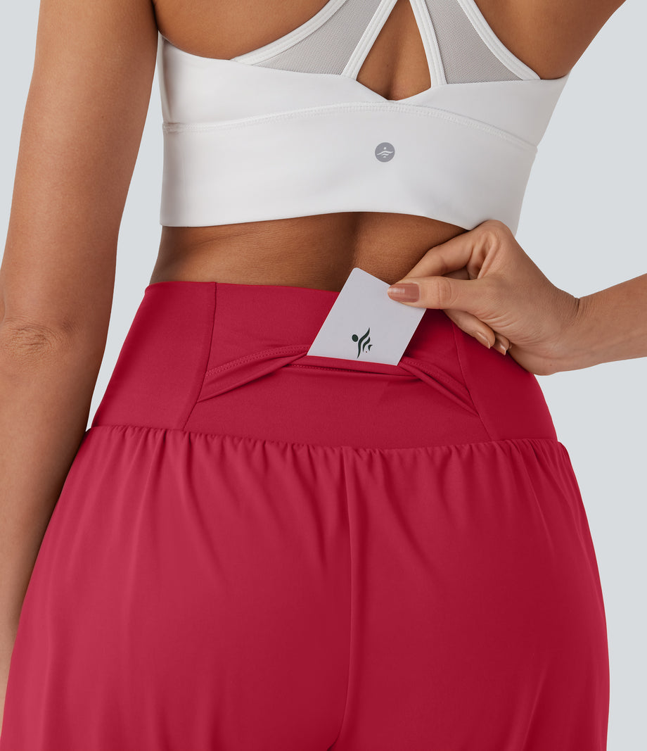 SoftlyZero™ Airy Super High Waisted 2-in-1 Cool Touch Yoga Shorts 7" with Pockets - Winterberry