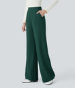 Halara Flex™ High Waisted Body Sculpt Waist-Slimming Pocket Wide Leg Micro Waffle Work Pants - Rain Forest