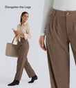 Mid Rise Zipper Pocket Corduroy Casual Pants - Acorn