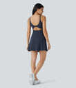 SoftlyZero™ Plush Double Straps 2-Piece Pocket Slip Dance Active Dress A-D Cups - Peacoat