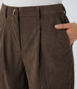 Mid Rise Zipper Pockets Corduroy Casual Joggers - Demitasse