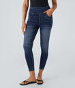 Halara Flex™ High Waisted Pockets Denim Casual Leggings - Bright Blue Denim