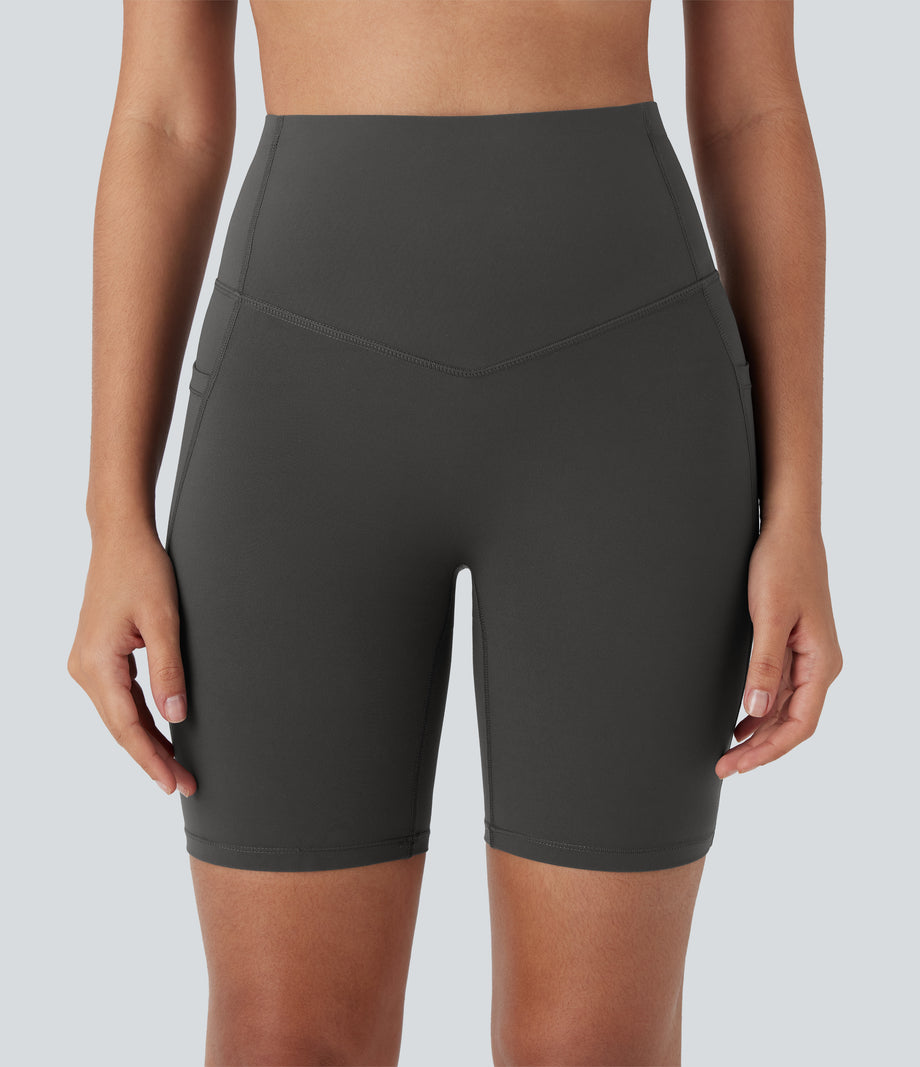 Halara UltraSculpt™ High Waisted Butt Lifting Tummy Control Pocket Shaping Training Biker Shorts 7'' - Volcanic Ash