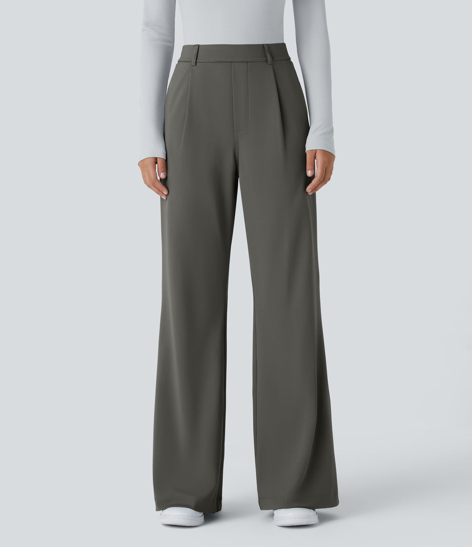 Halara Flex™ DayStretch High Waisted Pocket Work Flare Pants - Deep Red Grey