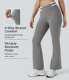 DayStretch High Waisted Crossover Flare Yoga Leggings - Silent Storm