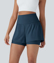 SoftlyZero™ Airy Super High Waisted 2-in-1 Cool Touch Yoga Shorts 5'' with Pockets - Majolica Blue
