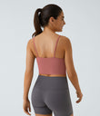 Basic Padded Workout Cropped Low Support Tank Top A-D Cups - Dusty Rose