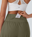 SoftlyZero™ Airy Super High Waisted 2-in-1 Cool Touch Yoga Shorts 7" with Pockets - Withered Green
