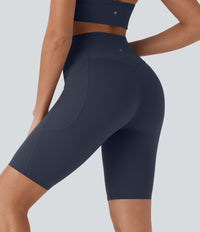 Halara UltraSculpt™ High Waisted Tummy Control Pocket Shaping Training Biker Shorts 9'' - Mood Indigo
