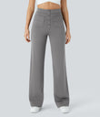 DayStretch High Waisted Pockets Straight Leg Casual Pants - Silent Storm