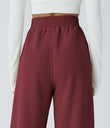High Waisted Pocket Straight Leg Baggy Mop Corduroy Casual Pants - Burnt Russet