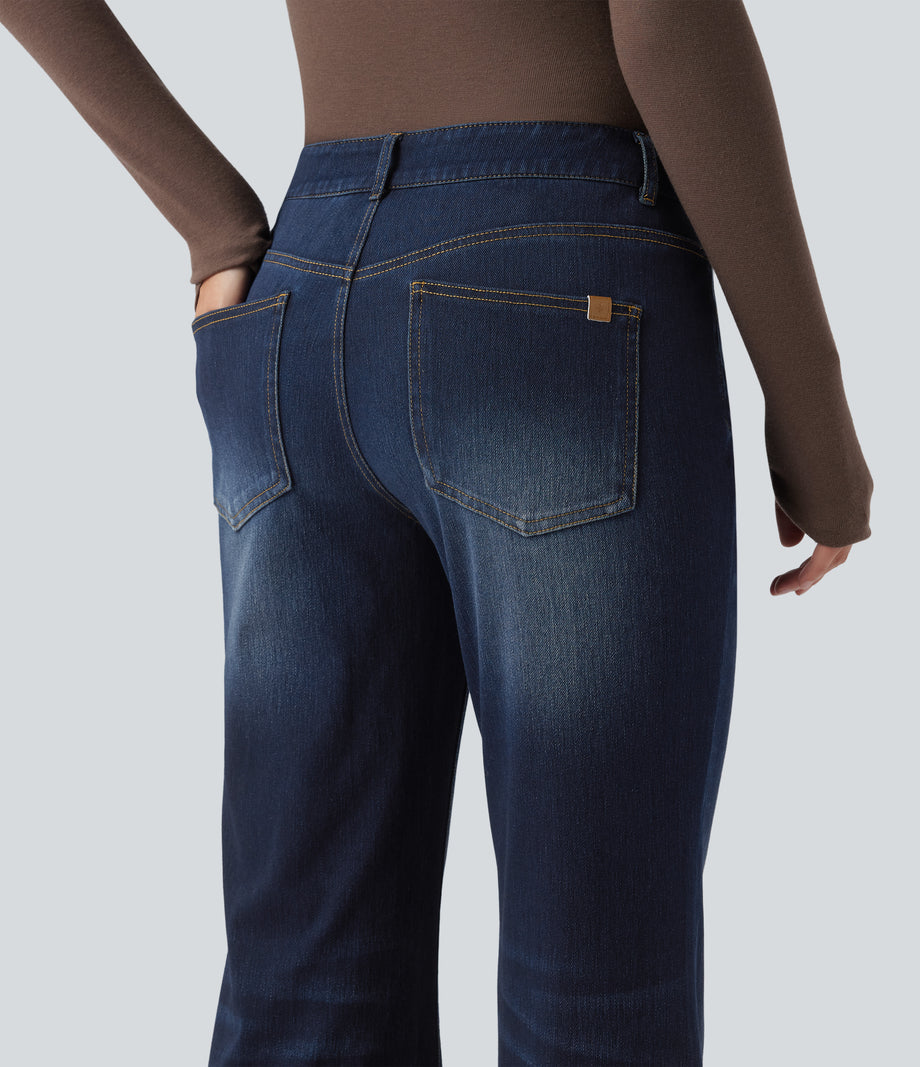Halara Flex™ Low Rise Flare Washed Casual Jeans with Pockets - Inkling  Blue Denim