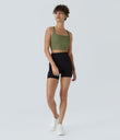 SoftlyZero™ Airy Square Neck Backless Crisscross Cropped Cool Touch Yoga Tank Top-UPF50+ - Loden Green