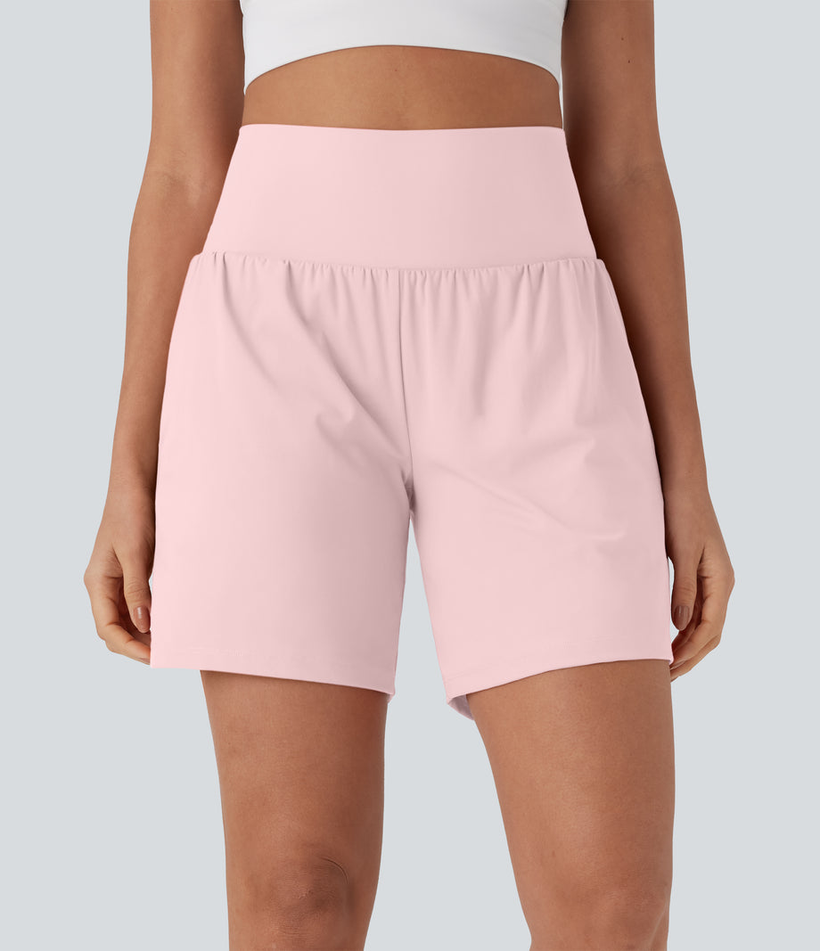 SoftlyZero™ Airy Super High Waisted 2-in-1 Cool Touch Yoga Shorts 7" with Pockets - Primrose Pink