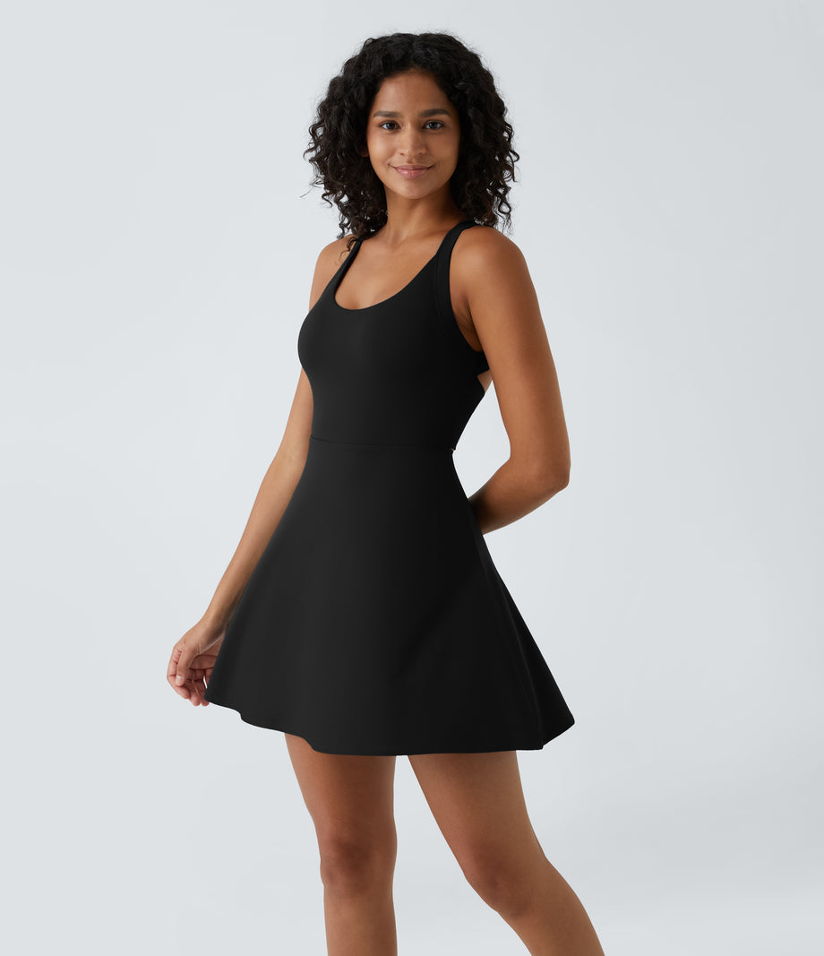 Flare Mini Dance Active Dress-Longer Length - Black