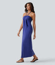 Halter Tie Back Maxi Dress with Pockets - Orchid Purple