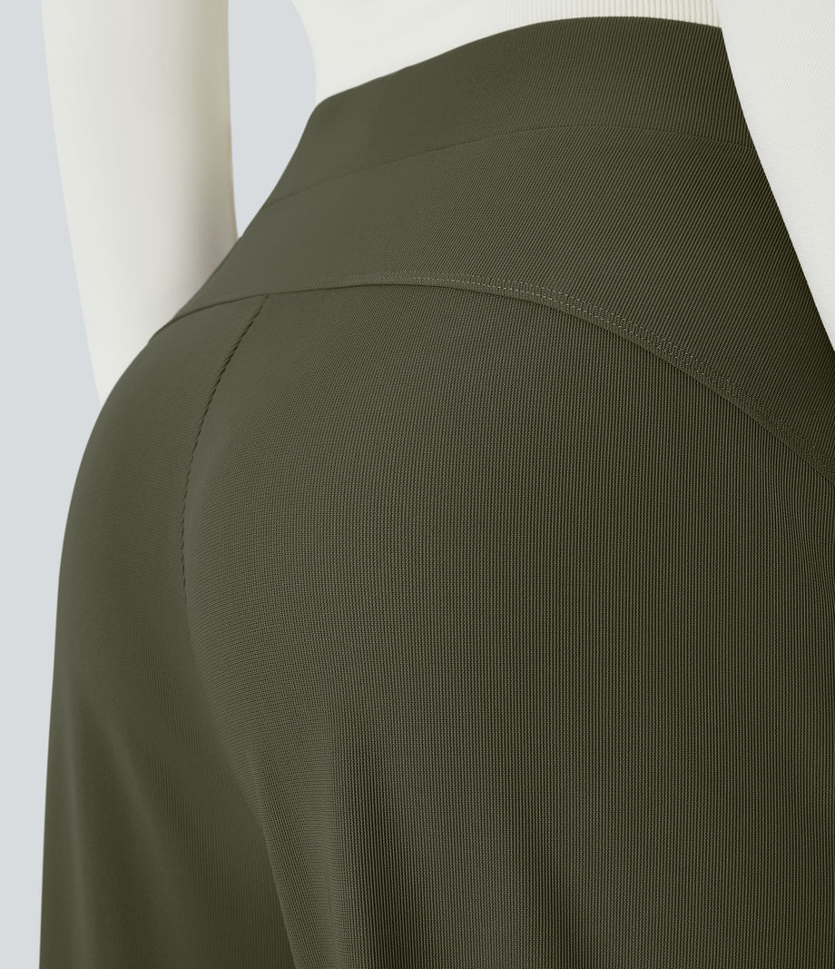 Halara Flex™ High Waisted Body Sculpt Waist-Slimming Pocket Wide Leg Micro Waffle Work Pants - Lone Pine Green