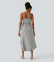 Breezeful™ High Low 2-Piece Pocket Flowy Midi Quick Dry Casual Dress - Ghost Gray