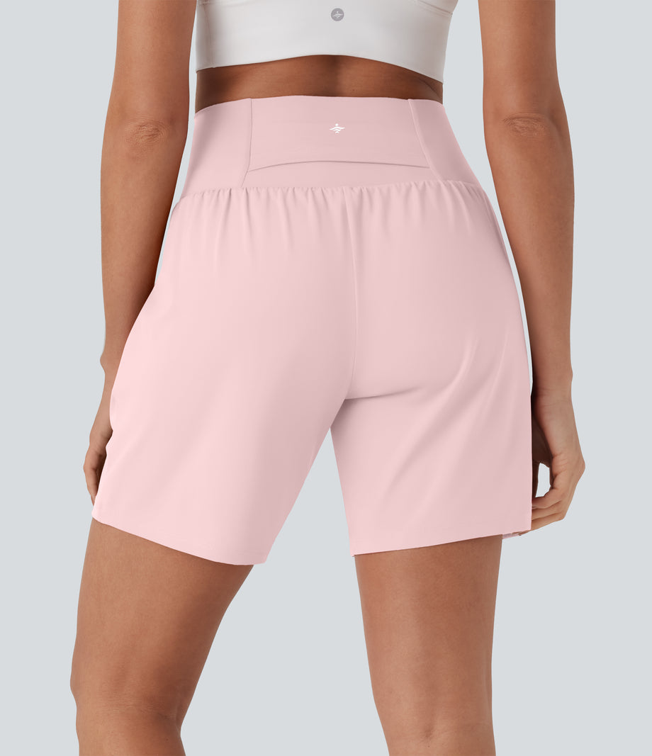 SoftlyZero™ Airy Super High Waisted 2-in-1 Cool Touch Yoga Shorts 7" with Pockets - Primrose Pink