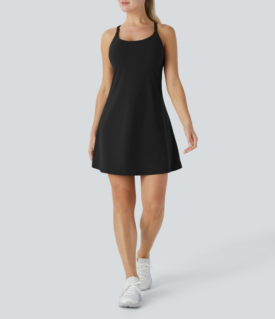 SoftlyZero™ Plush 2-in-1 Pocket Mini Active Dress DD-F Cups - Black