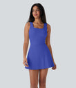 SoftlyZero™ Airy U Neck 2-in-1 Pocket Mini Cool Touch Dance Active Dress-Easy Peezy - Aster Blue