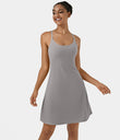 SoftlyZero™ Airy Cut Out 2-in-1 Pocket Cool Touch Longer Active Dress-UPF50+ - Steel Gray