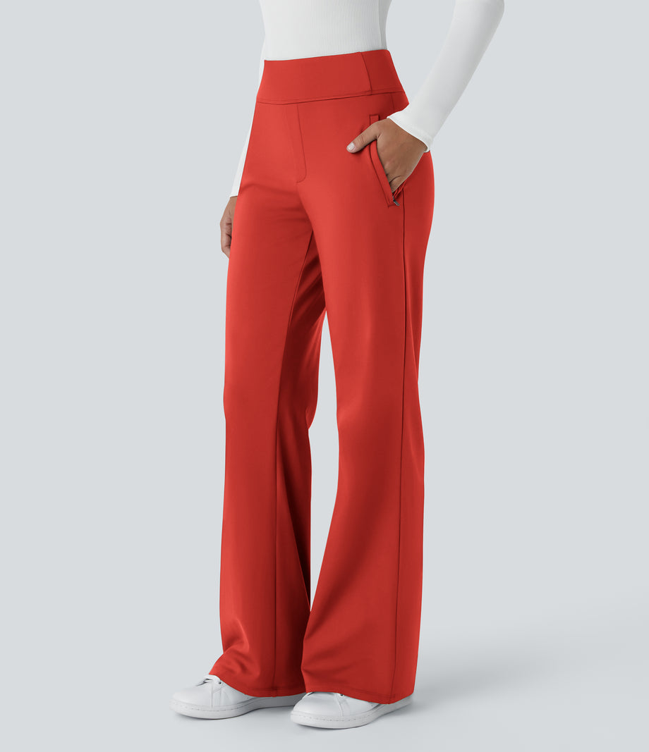 Halara Flex™ DayStretch Mid Rise Side Zipper Pocket Work Flare Pants - Valiant Poppy