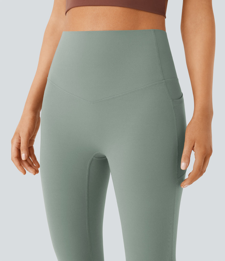 Halara UltraSculpt™ High Waisted Tummy Control Pocket Shaping Yoga Bootcut Leggings - Iceberg Green