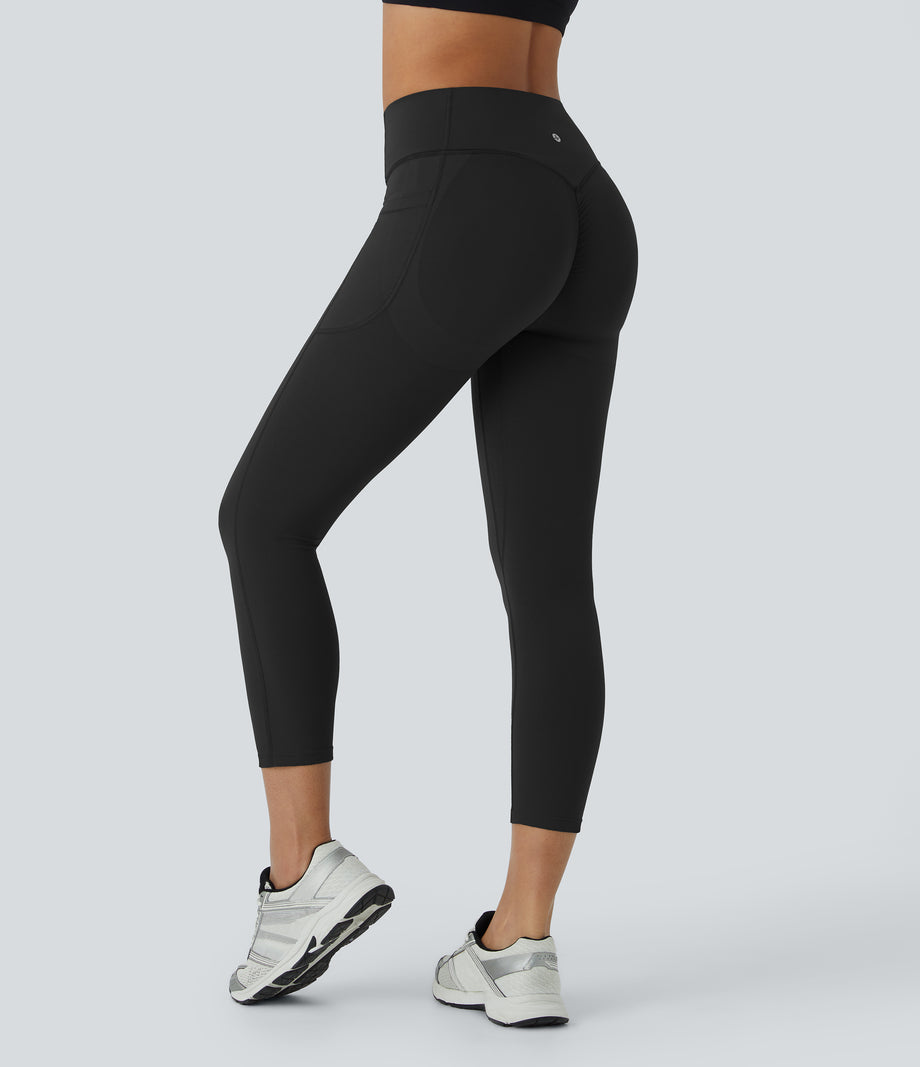 Halara UltraSculpt™ High Waisted Scrunch Butt Lifting Tummy Control Pocket Shaping Capri Training Leggings - Black