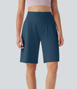 SoftlyZero™ Airy High Waisted Pockets Cool Touch Yoga Bermuda Shorts - Majolica Blue