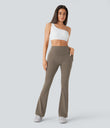 Halara UltraSculpt™ High Waisted Scrunch Butt Lifting Tummy Control Pocket Shaping Yoga Bootcut Leggings - Dawn Brown