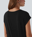 V Neck Short Sleeve Casual T-Shirt - Black