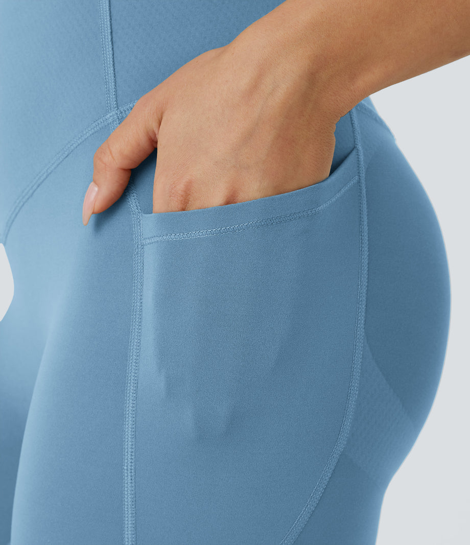 Halara UltraSculpt™ High Waisted Butt Lifting Tummy Control Pocket Shaping Workout Leggings - Whale Blue