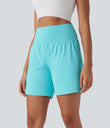SoftlyZero™ Airy Super High Waisted 2-in-1 Cool Touch Yoga Shorts 7" with Pockets - Loka Blue